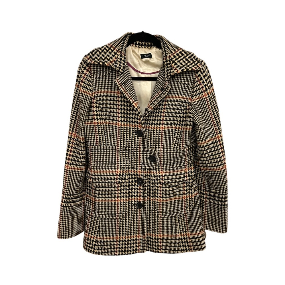 Jcrew check belted Jumbo Glen Check Plaid wool tweed Coat Jacket Womens 6